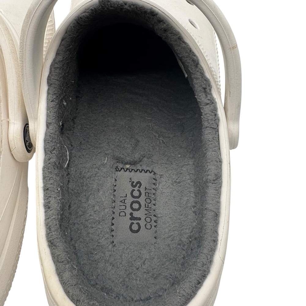 Crocs Classic Lined Clogs White Size M9 W11 Fuzzy Fleece Lined Slip On Shoes - Picture 8 of 11